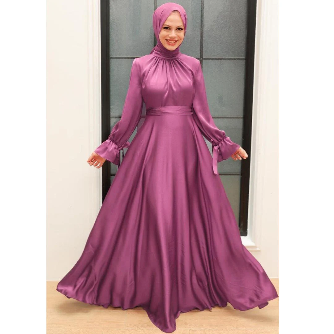 2024 New Modest Satin Winter Abaya for Women High Quality Polyester Maxi  Dress with Big Hem for Bridesmaids in Dubai| Alibaba.com
