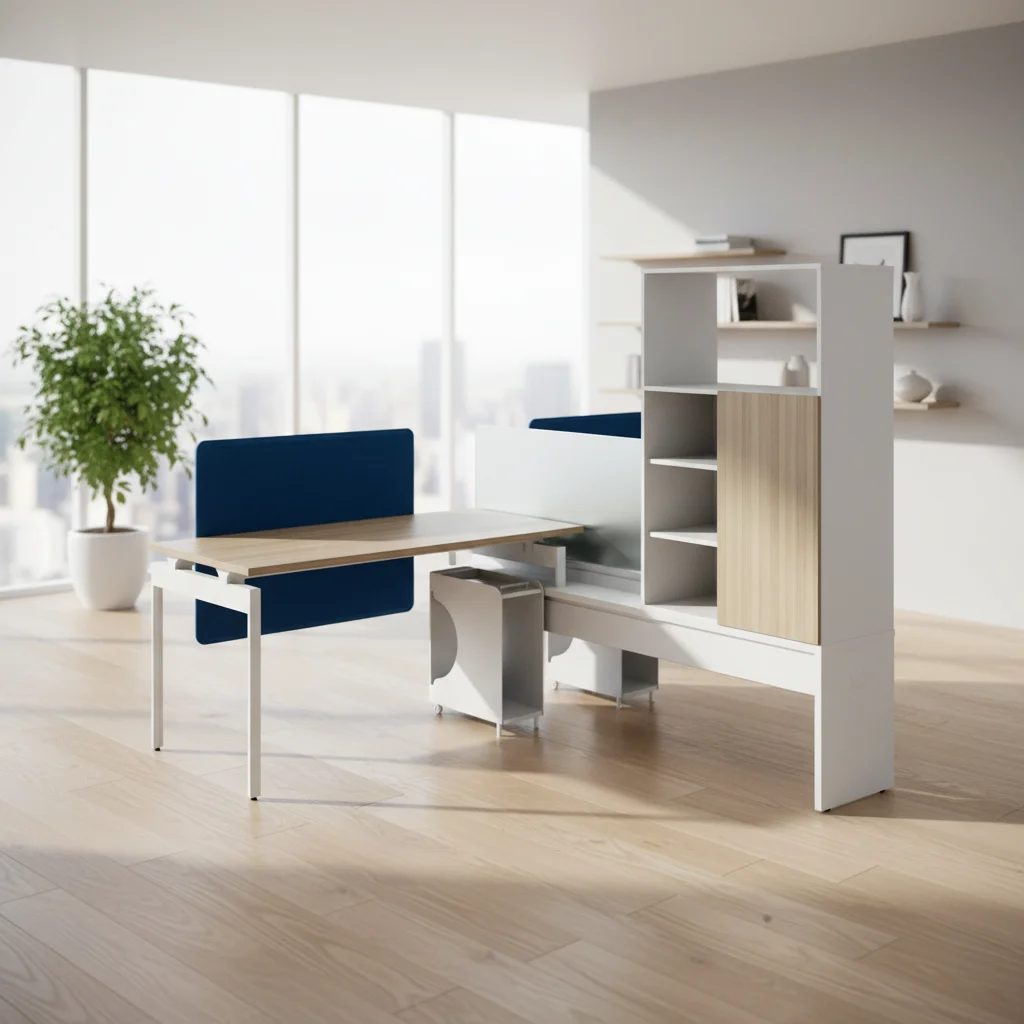 Basic Open Office Desk Wood Frame Foldable Durable Professional Setup Business Workstation Ergonomic Design Modern Office Desks 2