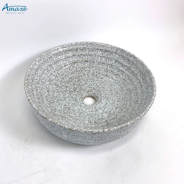 High quality artificial stone bathroom vanity sink countertop washbasin round wash hand basin supplier