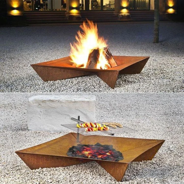 Уличная горелка нового дизайна для двора, стальной ковер Corten