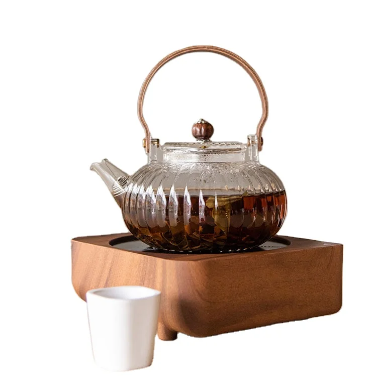 Teapot High Borosilicate Glass Vertical Pattern Teapot Household Open