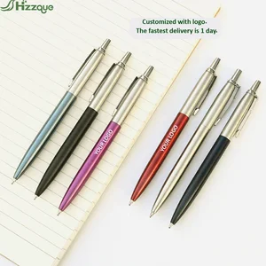 Custom Logo Stylistic Office Advertising Business Student Promotional Pen Plastic Metal Ballpoint with 1.0mm Writing Width