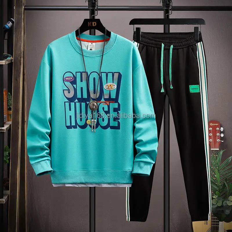 Men 2 Piece Outfits Sweatsuit 220gsm Polyester Hoodie Sweatshirt Jogger