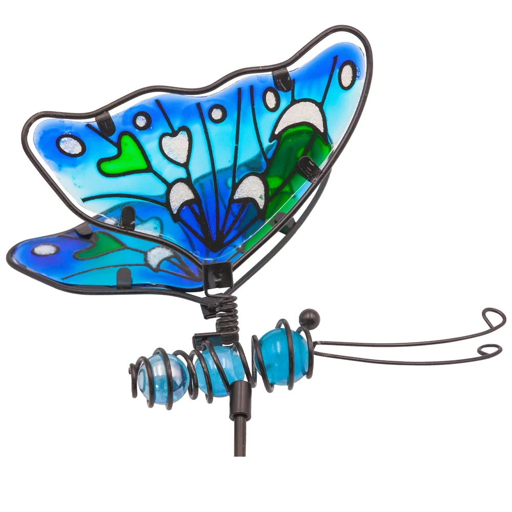 Butterfly  Stakes, Glass & MetalColorful Butterflies Stake Sky Blue