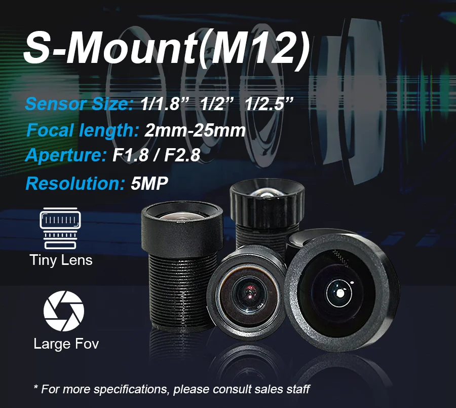 Low Cost 5MP M12 CCTV Camera Lens in Security WiFi IP Lenses Ccd Camera  Compact Design for Board Level Camera in Drone