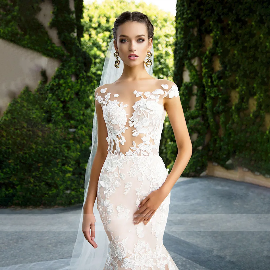 Shop Aster Garden Invisible Neckline Mermaid Wedding Dresses