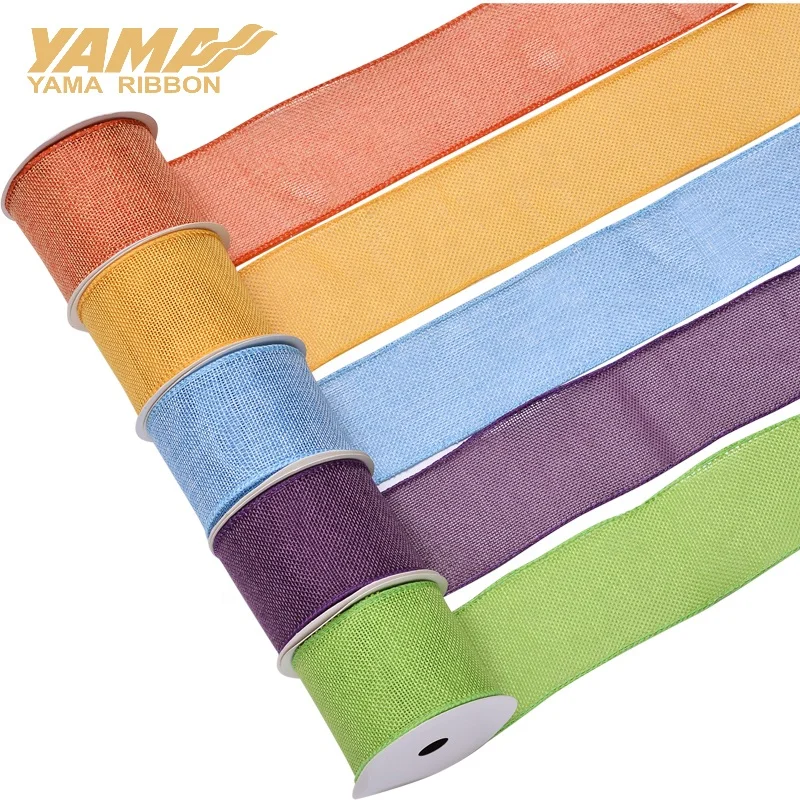 Фабрика Yama, 2,5 дюйма, ширина 63 мм, индивидуальная Смешанная однотонная лента из джутовой проволоки с краями, Рождество