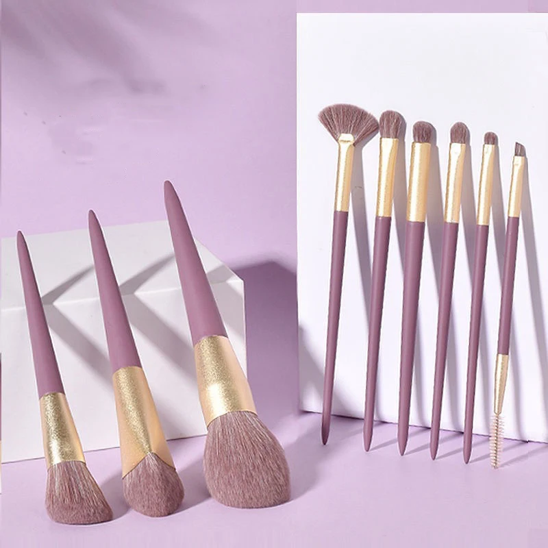 High Quality 9 Pcs Purple Makeup Brush Set Eye Shadow Powder Concealer ...