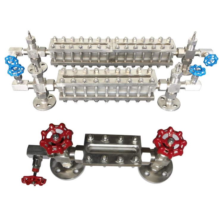 Glass Plate Level Gauge with Cast Body and Cock Valve Reflex/ Transparent Boiler Sight Glass Water Level Indicator for tank
