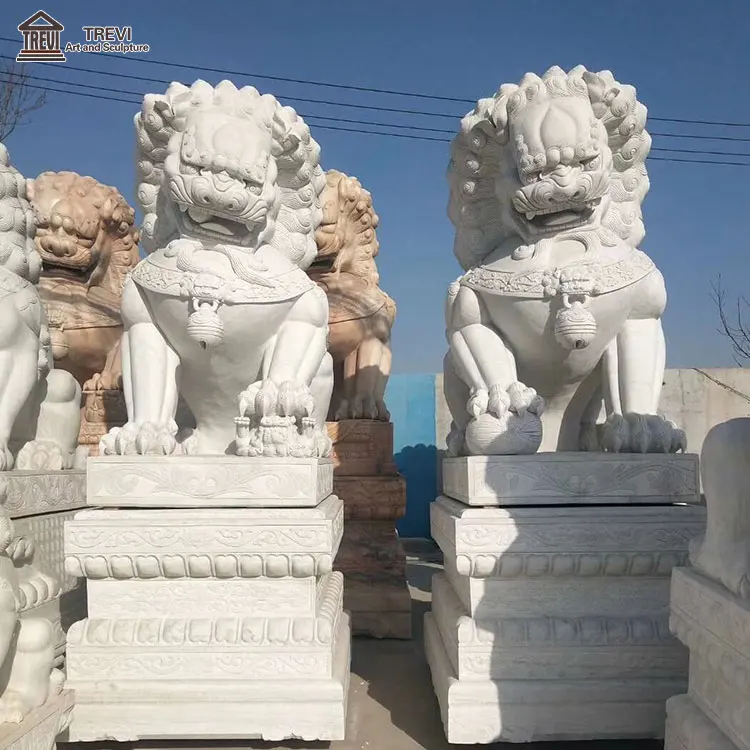 幸運の入り口白い天然大理石中国の愚かな犬のライオンの像 Buy 中国fooの犬の像 歓迎犬スタチュー 中国のライオン像 Product On Alibaba Com