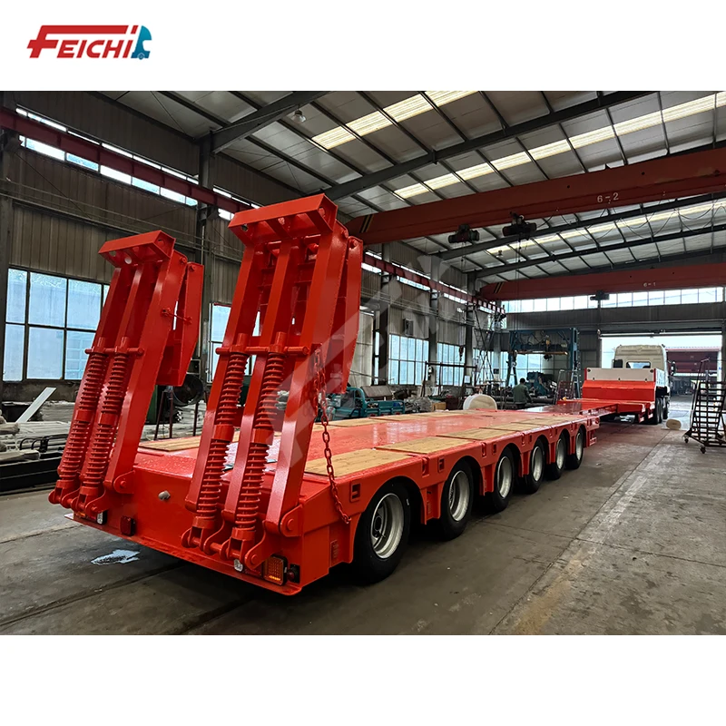 6 Axle Low Bed Trailer Length 16 Meters 8 Meters Pull-out Expansion Airbag Lifted Lowbed Semi Truck Trailer
