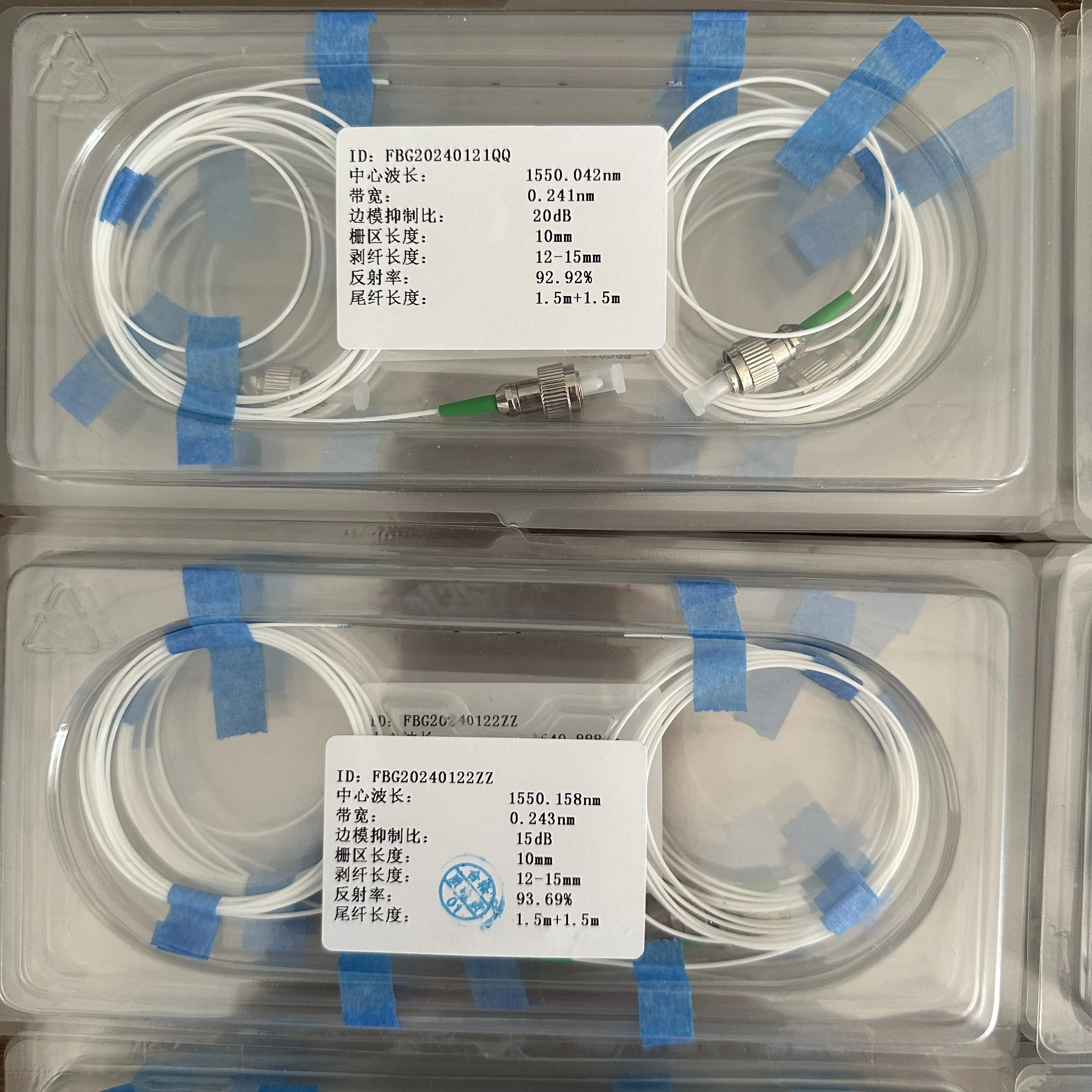 Optical Networking Equipment Fbg Instruments  Center Wavelength 1550 nm 10mm Fiber Bragg Grating Sensor FBG