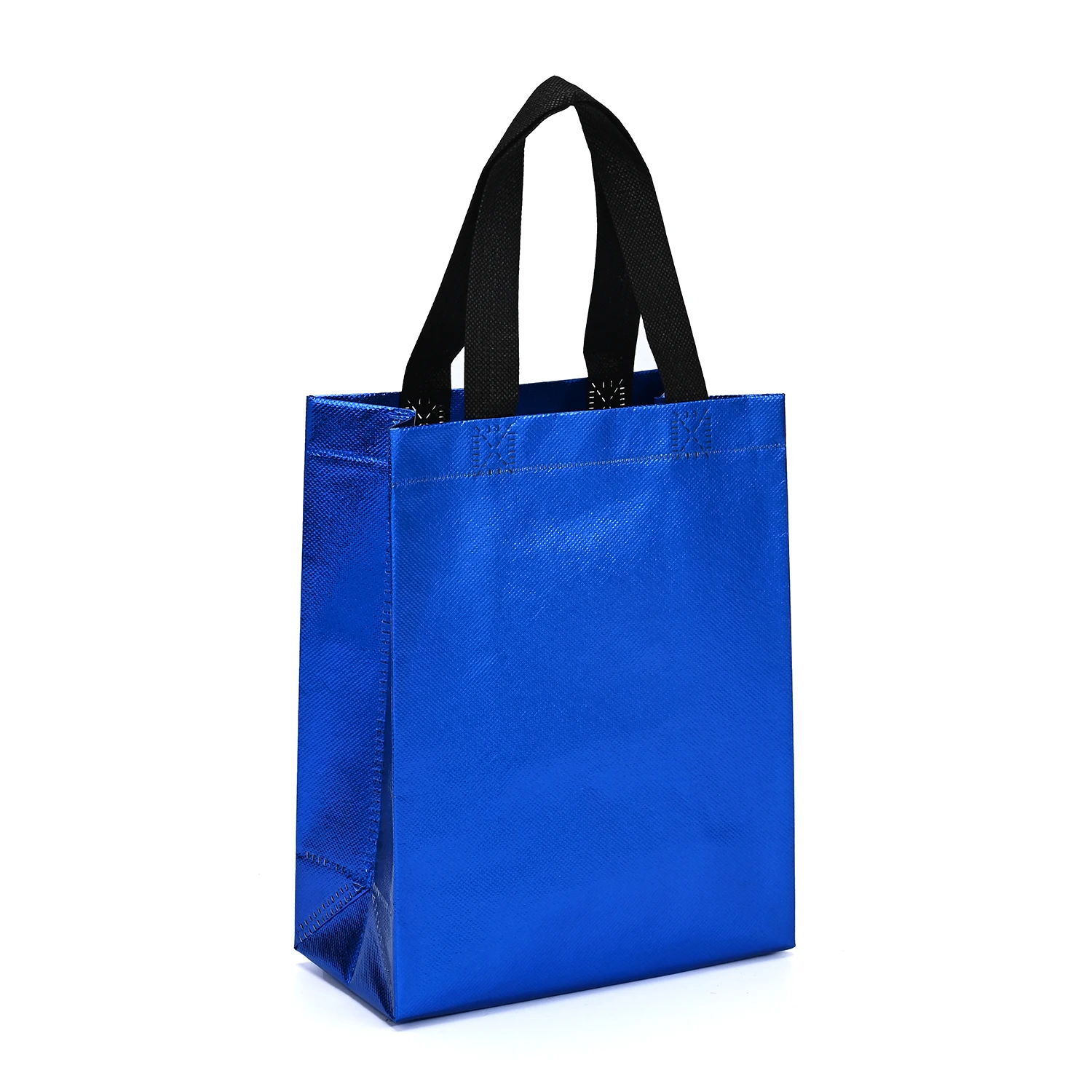 Custom Carry Laminated LOGO Fabric Bag Non Woven Tote Bag Reusable Shopping Laser Metallic PP Shiny Bags factory