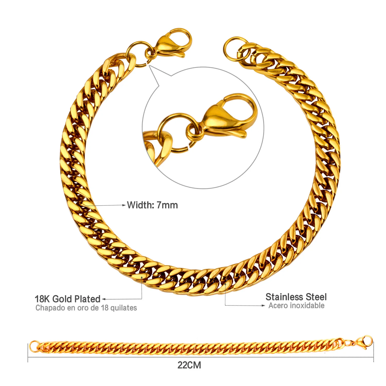 Lifetime Jewelry 24k Gold Plated 7mm Cuban Link Chain Bracelet For Men And  Women - Buy 14k Gold Chain Link Bracelet,Cuban Link Chain Bracelet,Micron  Gold Plated Jewelry Product on Alibaba.com