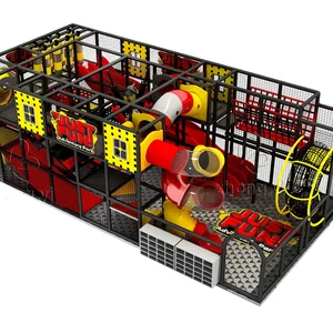 Professional Indoor and Outdoor Trampolines With Rainbow Climbing Net with Big Slides