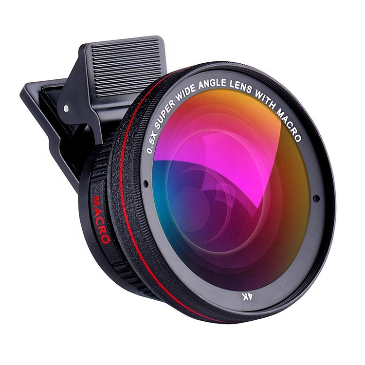 
 Aipaxal универсальный зажим 2 в 1 4K HD Macro и 0,5x супер широкоугольный объектив для мобильного телефона  