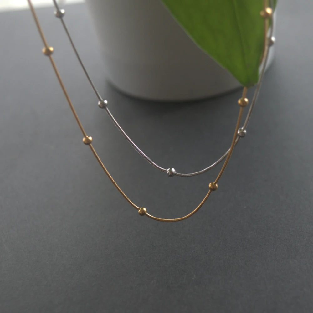 90s Fashion Stainless Steel Summer Outfits Chic Hypoallergenic Gold Asethetic Flat Snake Chain Choker Elegant Necklace Women