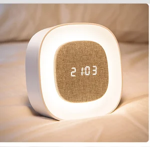 Bedroom Night Light with Alarm Clock Built in Rechargeable Battery Light Stepless Dimmer