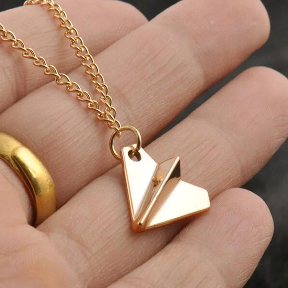 Wholesale Fashion Origami Airplane Pendant Necklace