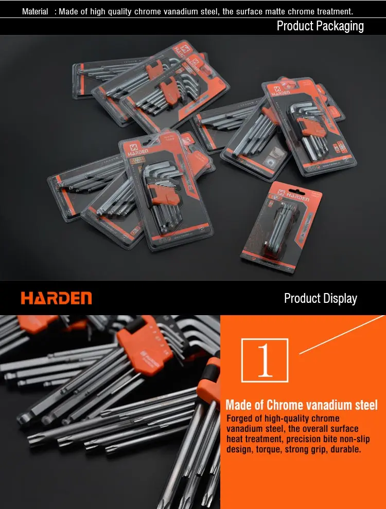 Professional Heat Treat Chrome Vanadium 9PCS Short Hex Key Wrench Set