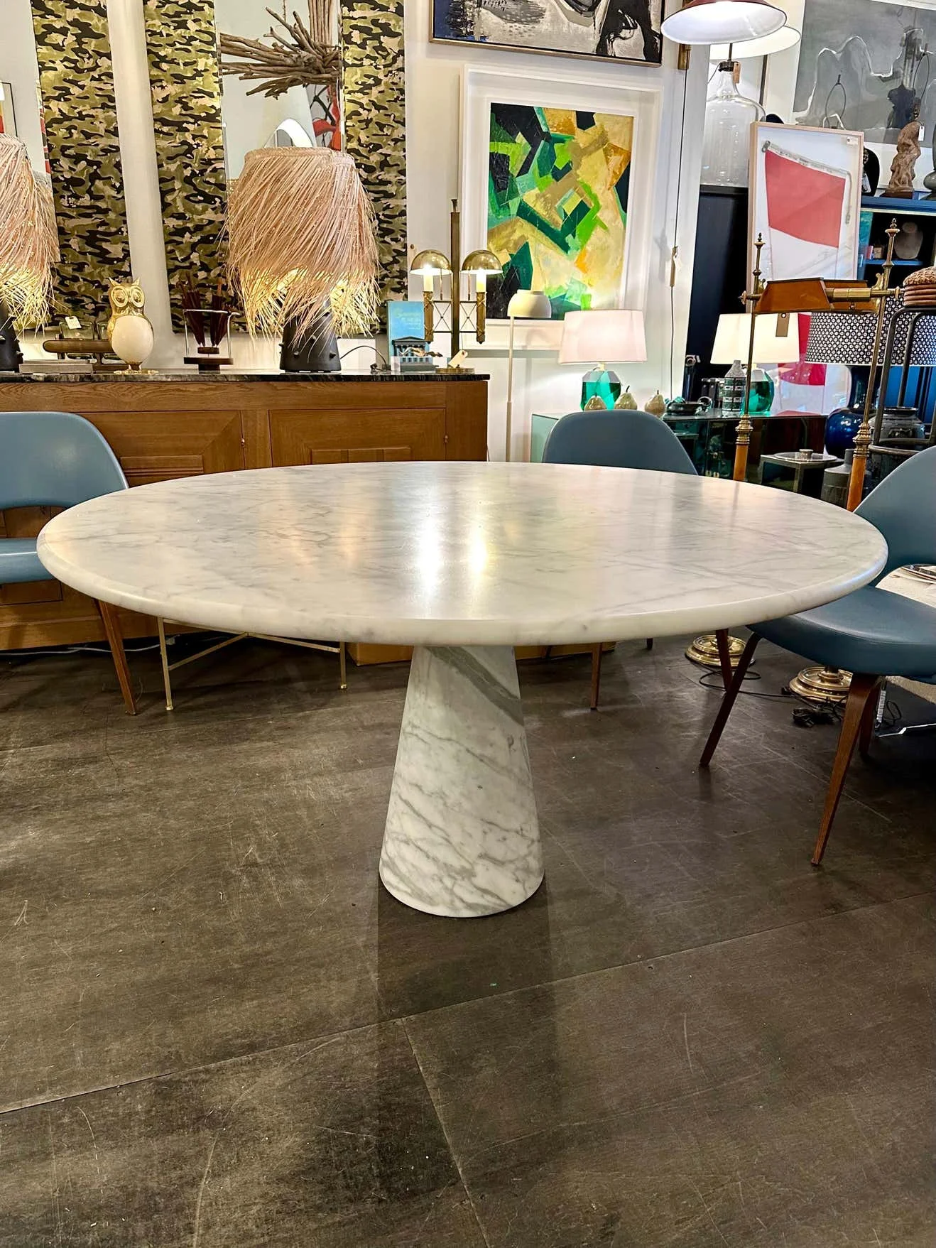135cm High Quality Round Dining Table Modern Italy Design Perfect Match Dining Room Art Look White Carrara Marble Table
