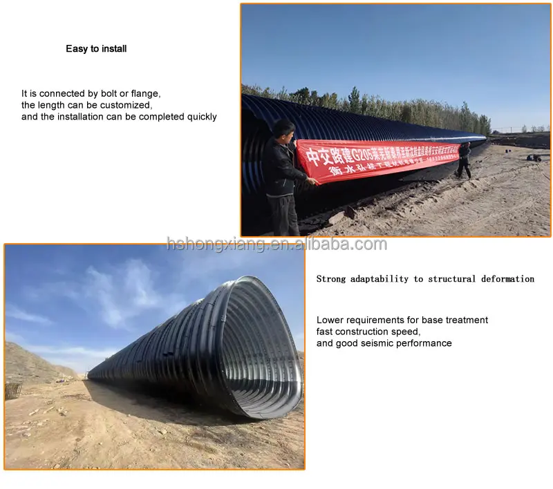 Driveway Corrugated Steel Culvert Pipe Assemble Arch Metal Culvert For