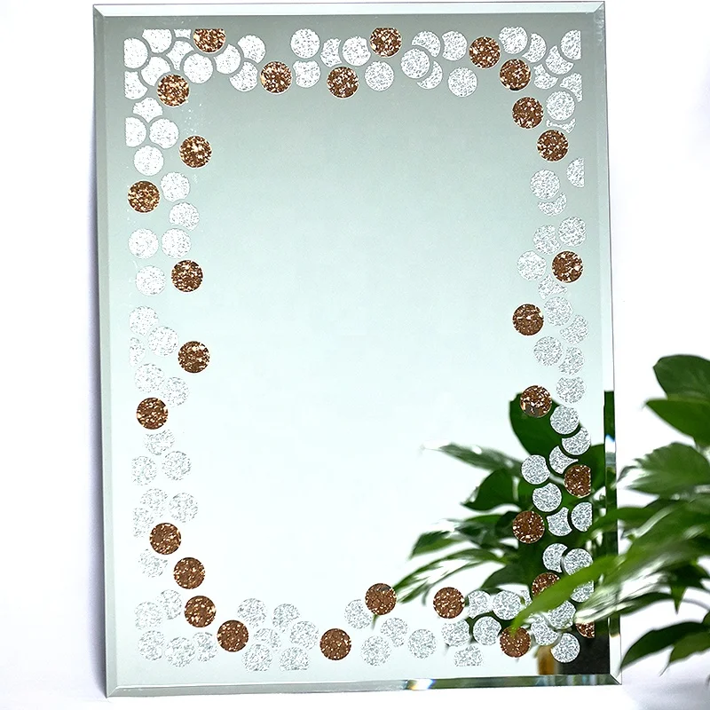 Ice Flower Decorative Building Glass with Golden Titanium Coated Ice Flower Bathroom Mirror