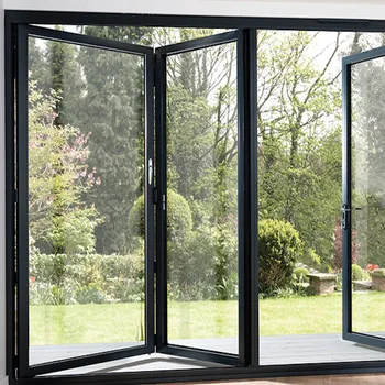 ALUFRONT AS2047 Certified Large Modern External Folding Aluminum Frame Bifold Folding Double Glass Patio Doors for Villa