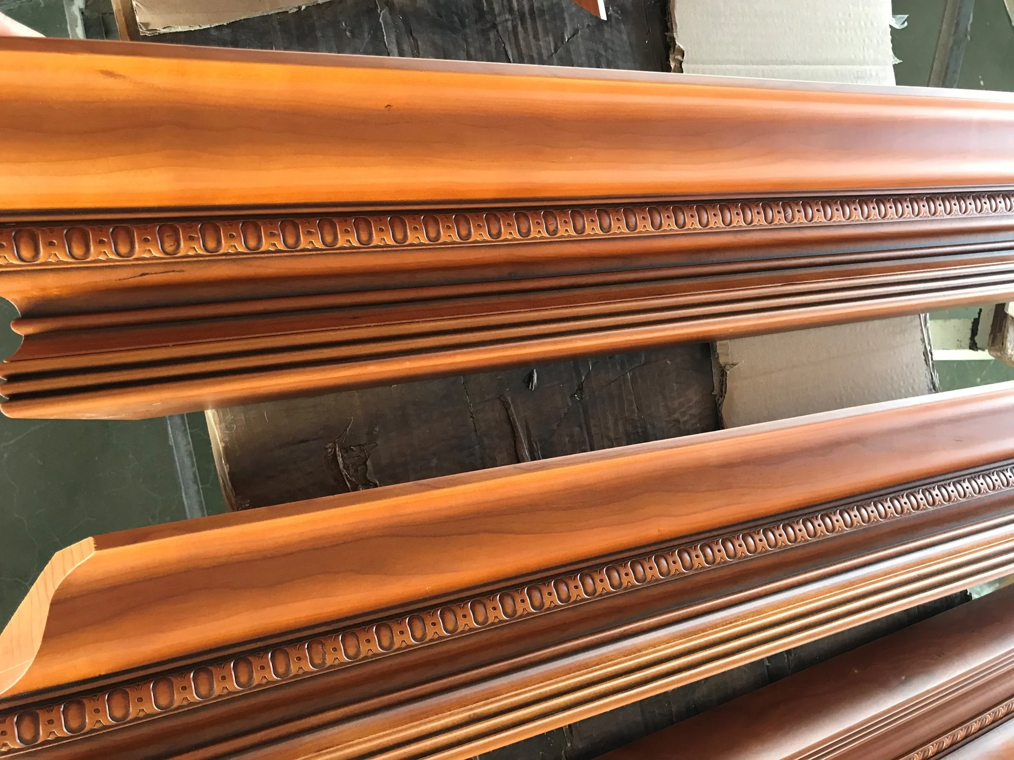 Antique American Style Red Cherry Kitchen Cabinet Designs With Evident Cherry Grain and Gold Touches