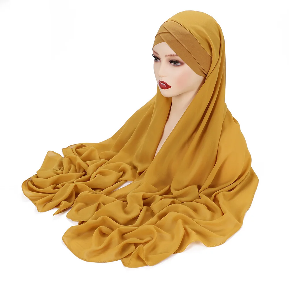 Hijab Foulard Musulman Pour Femme - Hijab En Mousseline De Soie Douce - Foulard Moderne En