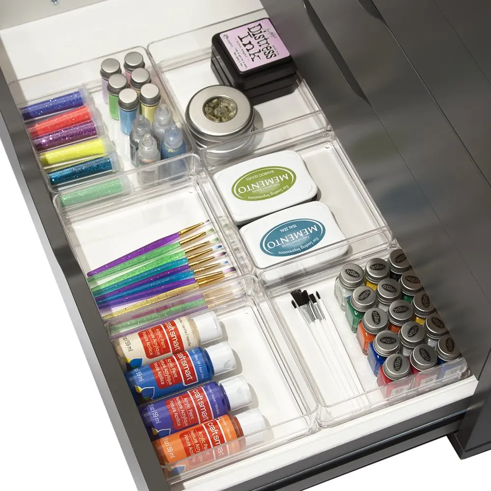 ARAD RNAB018WJ0H08 arad clear acrylic office tool craft organizer set, desk drawer  organizer, 6 pieces
