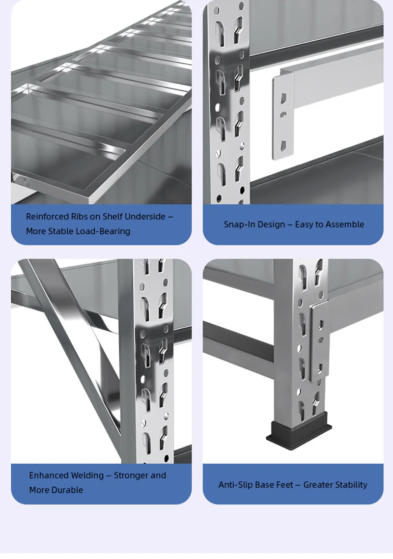 Product Introduction: Stainless Steel Storage Rack SUS201 with Adjustable Shelves for Warehouse and Commercial Use