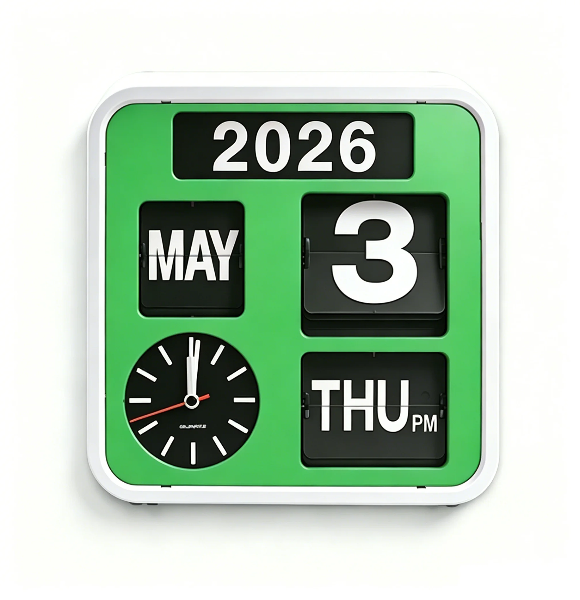 Modern Flip Calendar Clock - Decorative Quartz Analog Clock in