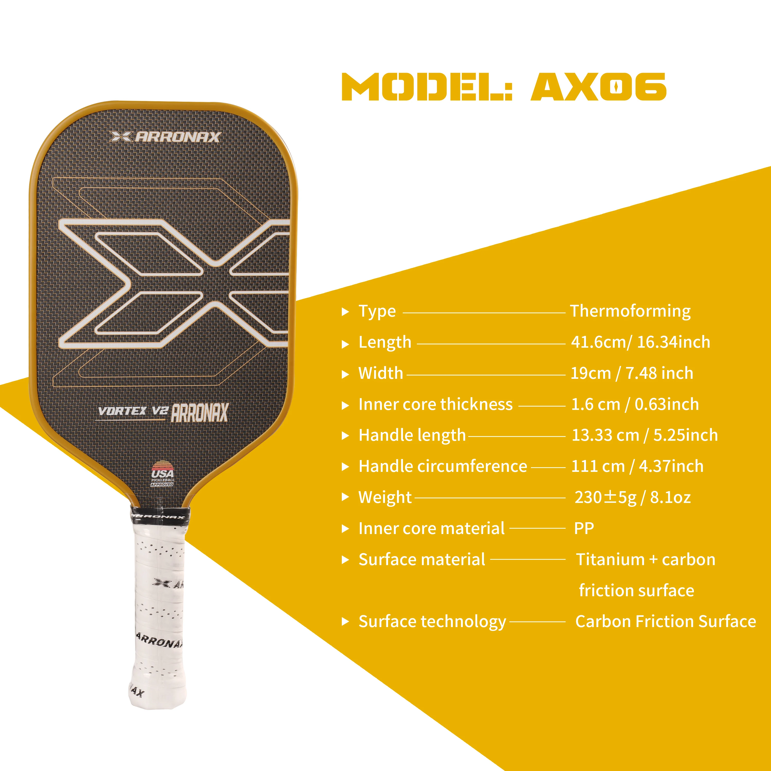 Arronax 2024 Titanium Pickleball Paddle Usapa Approved - Oem