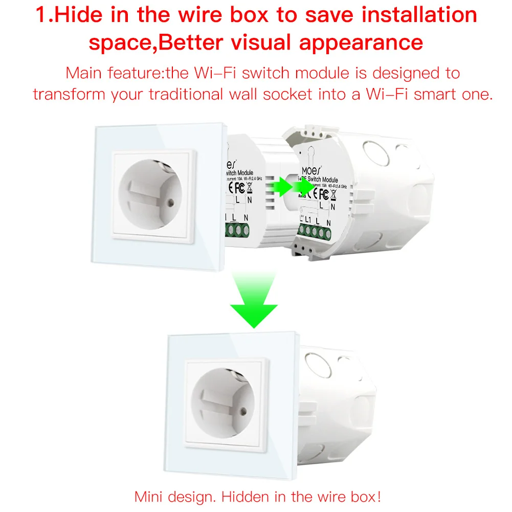 WiFi Smart Light Wall Switch Socket Outlet Push Button DE EU Smart