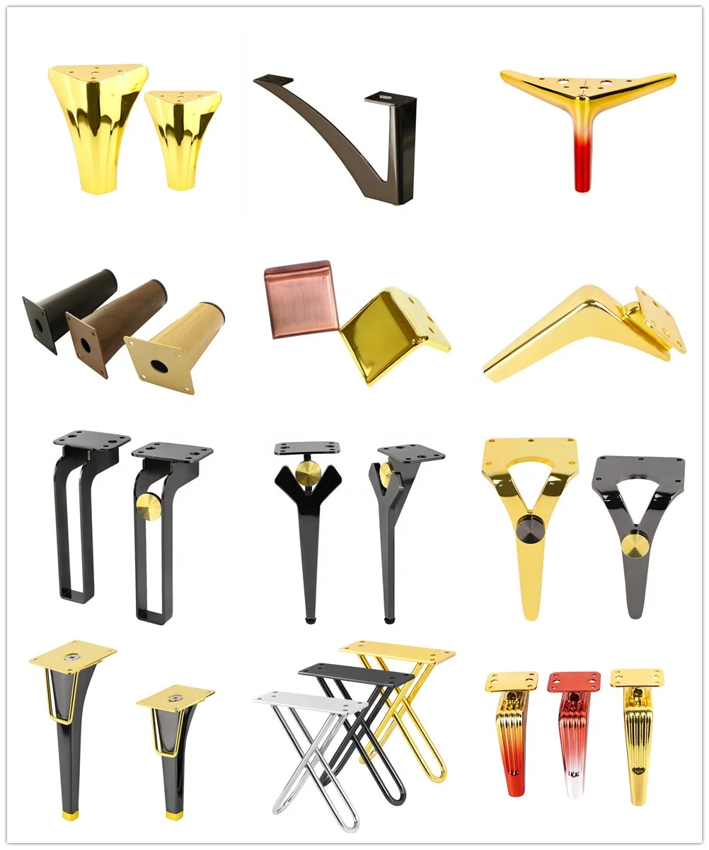 metal dresser feet 6 Inch Metal Furniture Legs, 4 Pcs Triangle Furniture Replacement Feet, Gold
