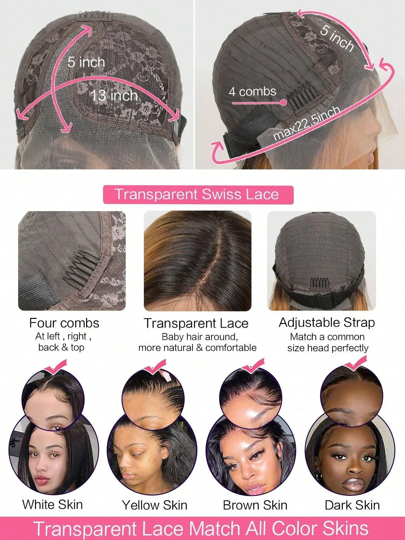 T1B/30 taisni ombre mežģīņu parūkas 13x1 5x1 T daļa Brazīlijas 250% frontālie cilvēka mati sievietēm Remy mati_voghion.com