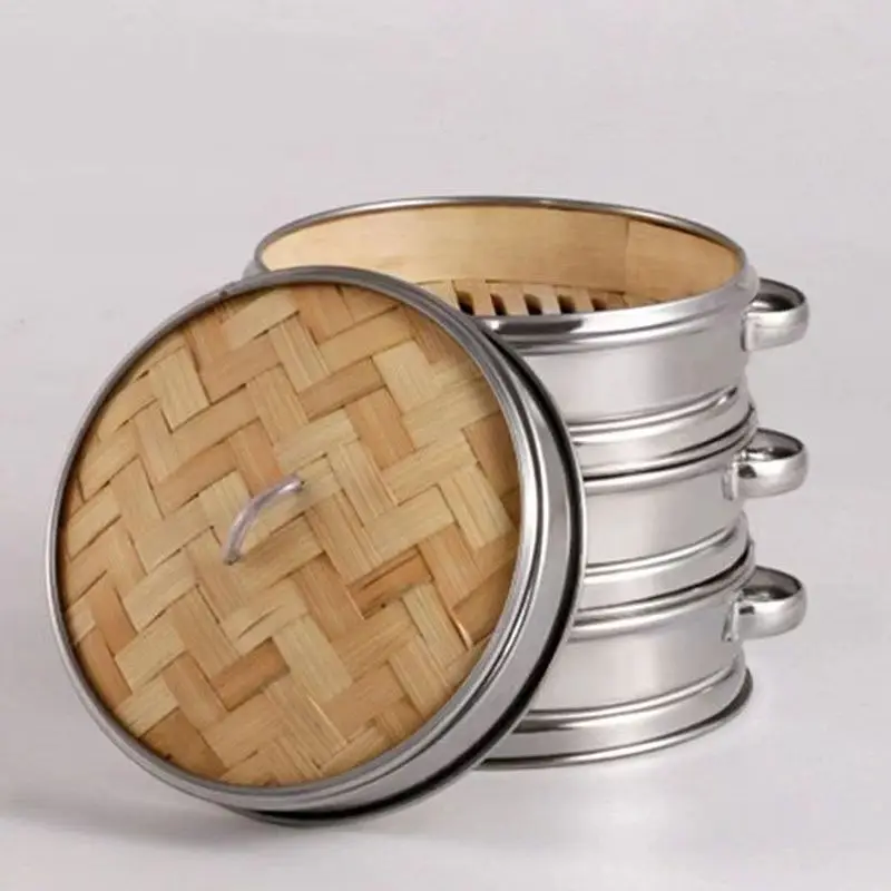 Custom 10 Inches Bamboo Steamer With Stainless Steel,High Quality