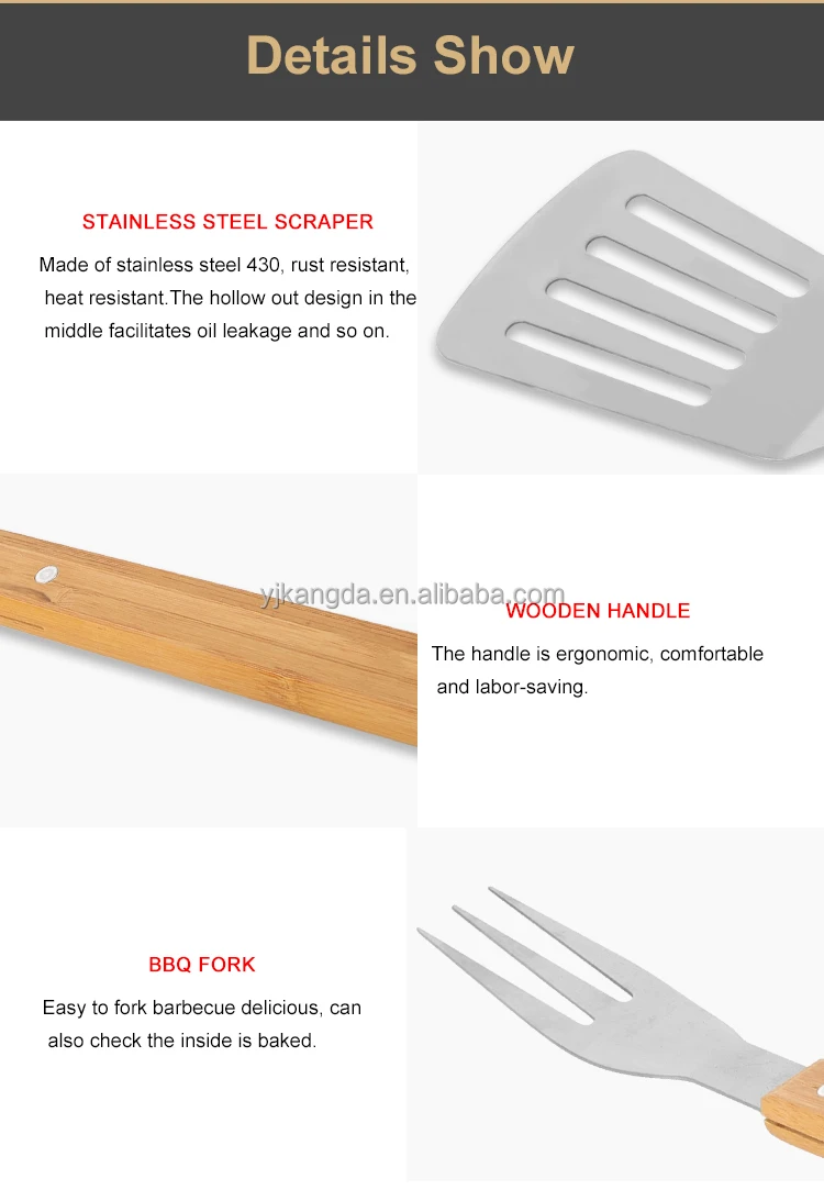 New Arrivals 3 Pcs Set Portable Outdoor Barbecue Grill Accessories Bbq