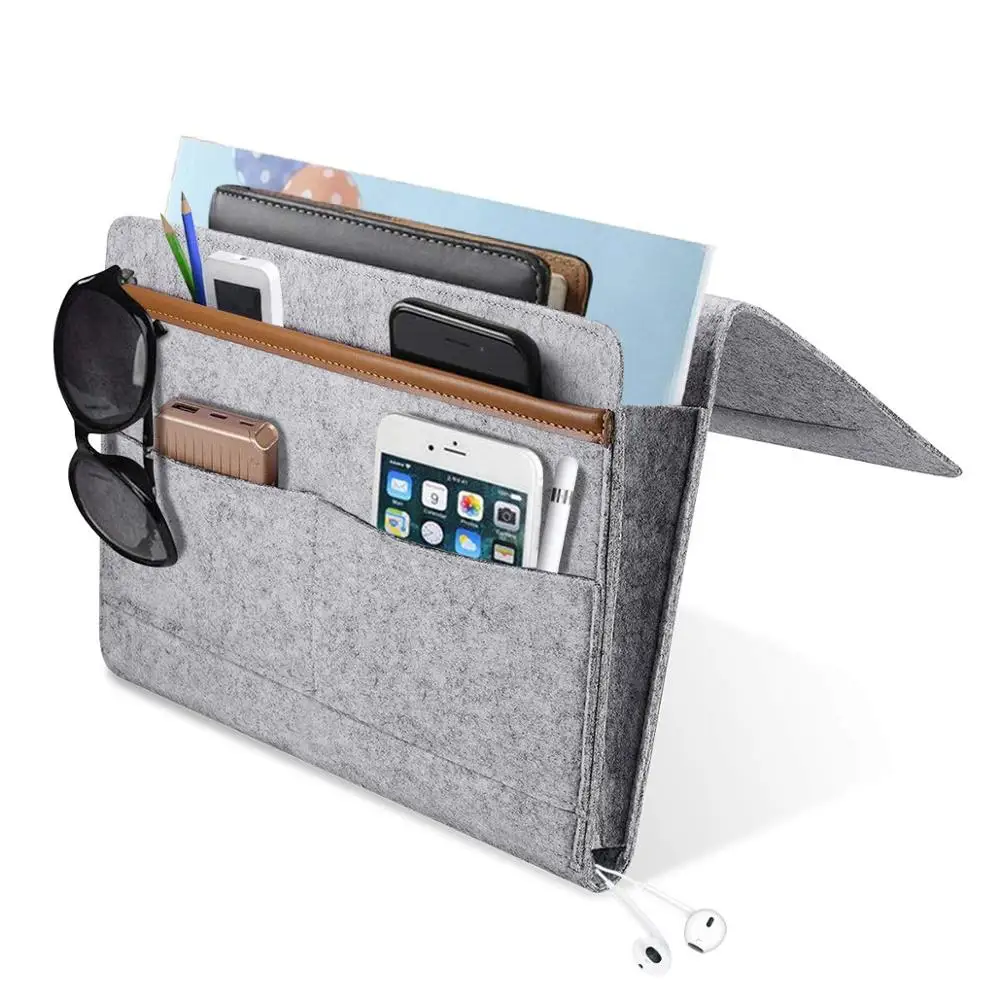 Bedside Storage Caddy Hanging Bag Felt Sofa Organizer Pocket Book Holder Home US 