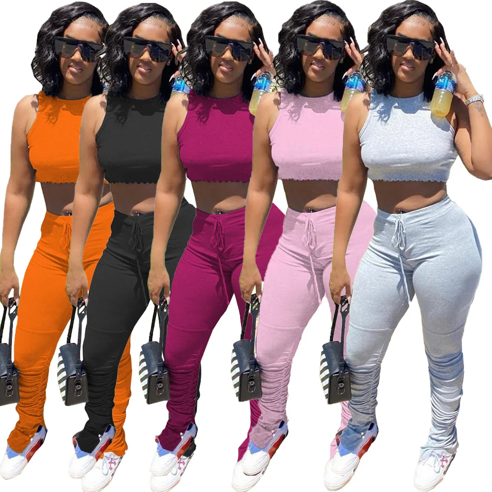 Two Piece Set Womens Stacked Leggings 