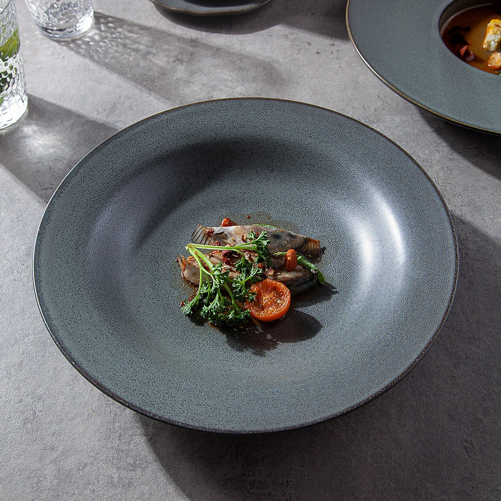 Horeca Plates Ceramic Assiette Pasta Bowls Bowl Pedestal Platos Vajilla  Teller Porcelain Dishes Dinnerware Crockery Dish Plate