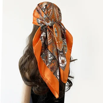 Custom Women'S Satin Hijab Shawl Quality Muslim Fashion Printed Polyester Scarf Wrap Bandana for Sleeping