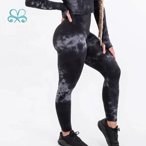 Black Tie Dye Leggings Gym Active Fitness Yoga Pants for Woman