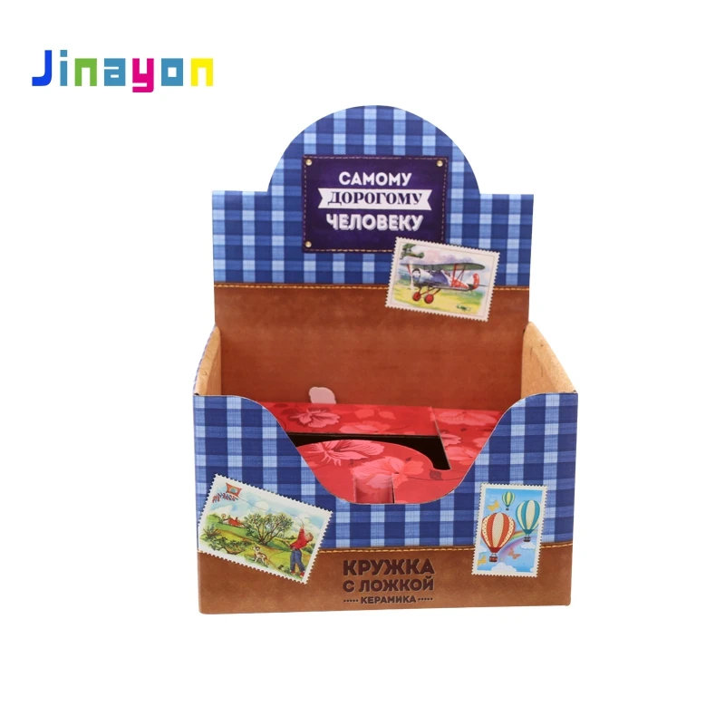 Jinayon Custom Mini PDQ Corrugated Paper Foldable Display Box for Retail Store Paper Product