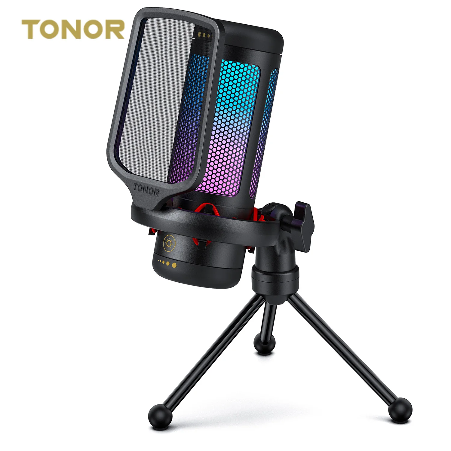 配信機器・PA機器・レコーディング機器 TONOR USB/Type C TD310+ TONOR TC310制御可能なRGBライトUSBマイク、iPhoneAndroid用ノイズ
