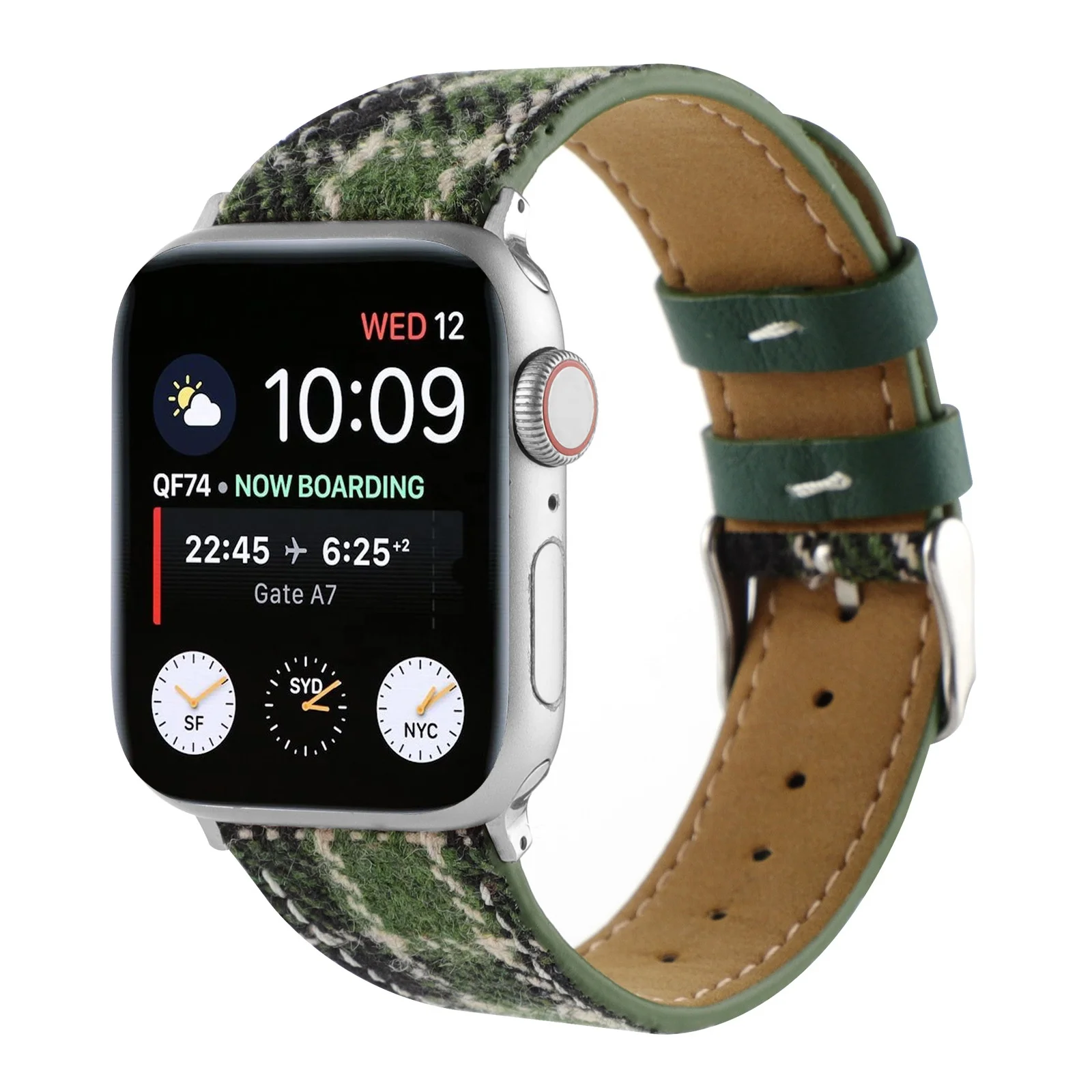 Retro Style Smart Watch Band for Ladies Breathable Leather Plaid Watch Straps Compatible with for Apple Watch Ultra 2