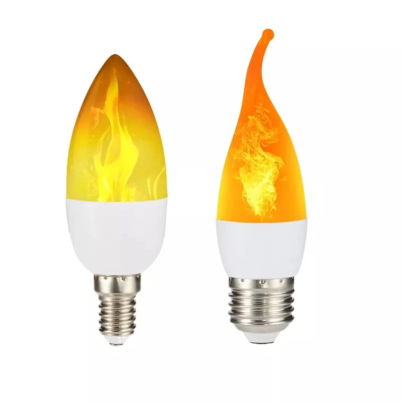 3W E12 LED Flame Light Bulb Flickering Flameless Warm White Candelabra Bulbs with 4 Models Certified Flameless Candles