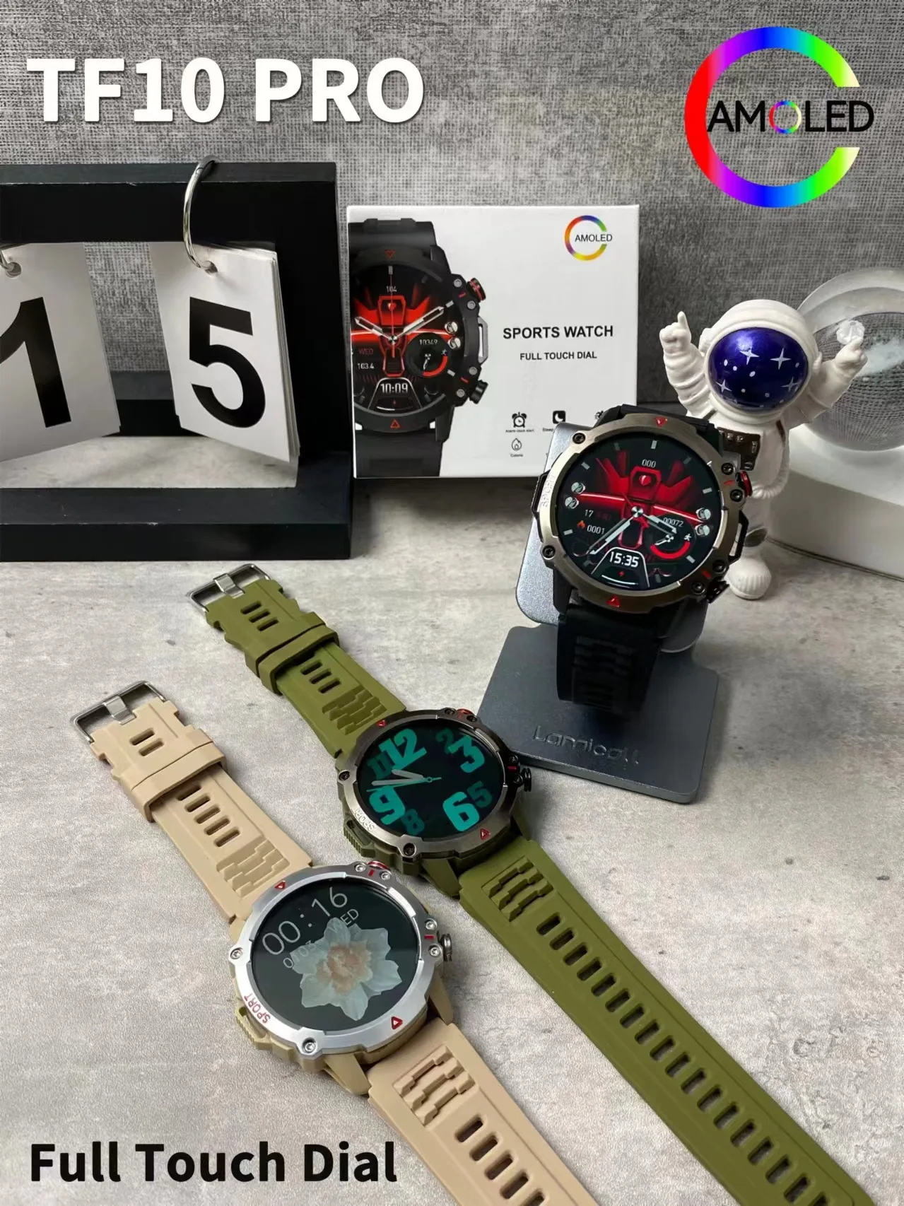 AMOLED TF10 Round Sports Smart Watches with Wireless Charging 220MAh Battery for Men and Women with Fitness Tracker IP67