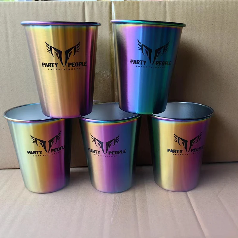 Custom Color Changing Stacking Stainless Steel Vacuum Mug Gold Cup Recyclable Party Cups Cold Beverage 20 oz 500 ml